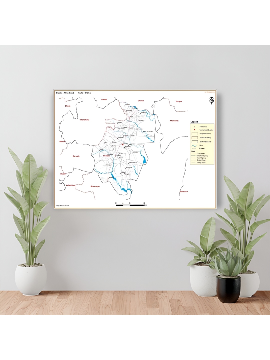 

Wallpics White & Blue Ahmedabad District Dholera Taluk Map Paper Wall Sticker