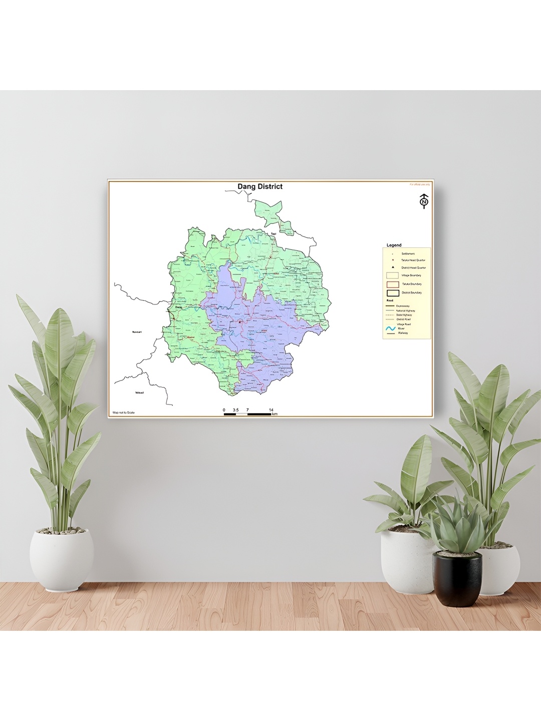 

Wallpics Green & Blue Dang District Map Printed Waterproof Wall Sticker, White