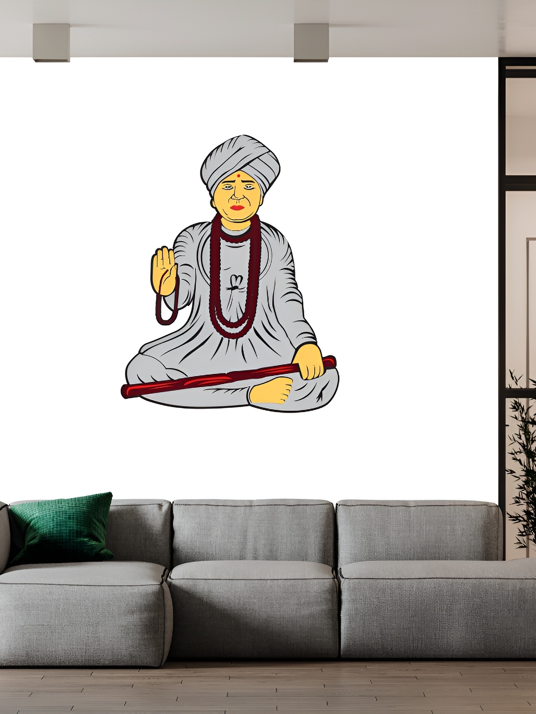 

Wallpics White & Grey Self-Adhesive Printed Waterproof Wall Sticker