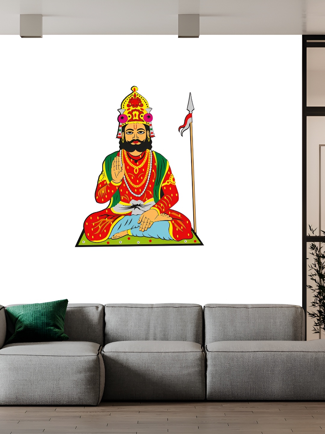 

Wallpics White & Red Bhrama Ji Printed Waterproof Wall Sticker