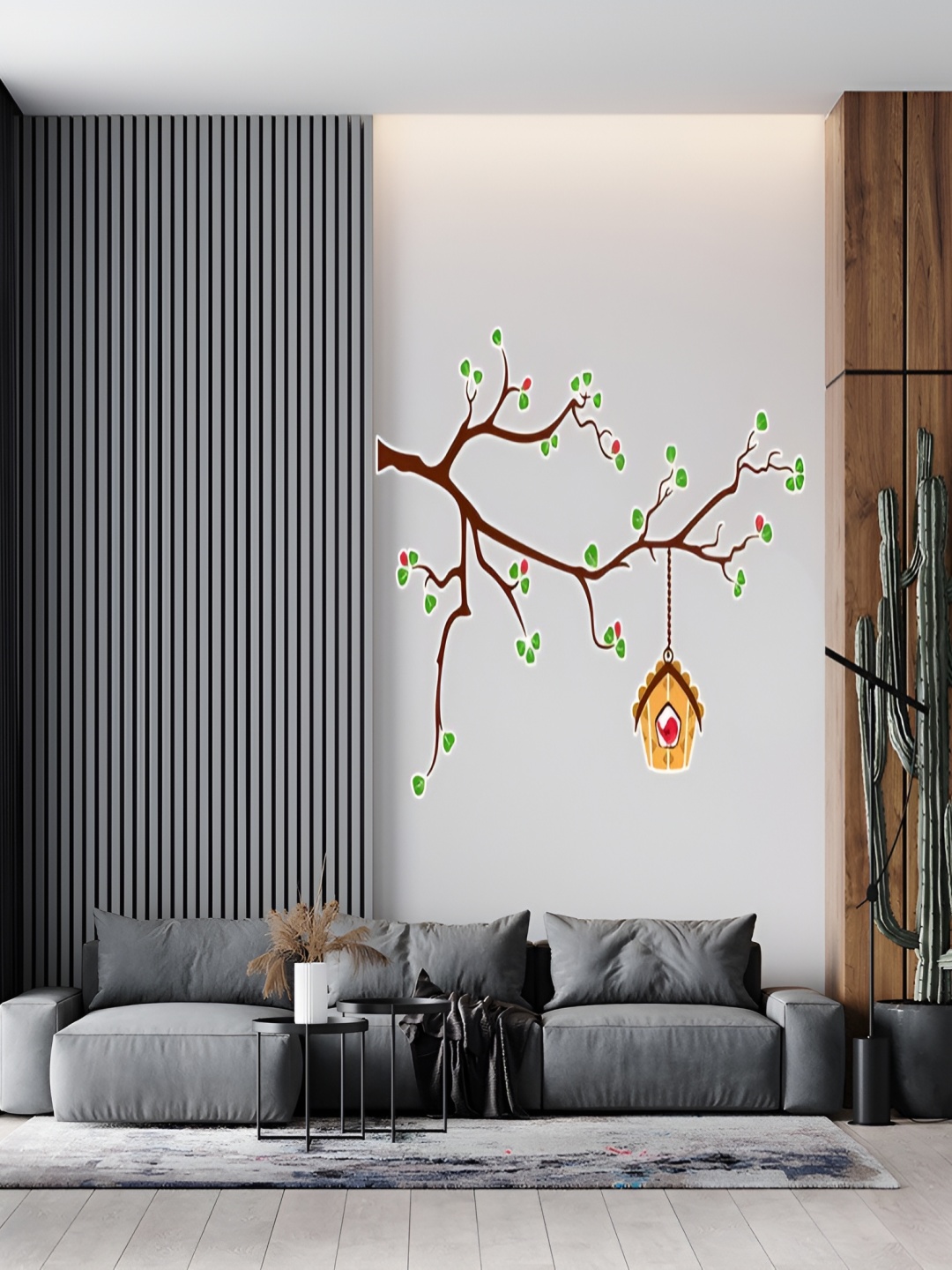 

Wallpics Green & Brown Printed Self Adhesive Wall Sticker