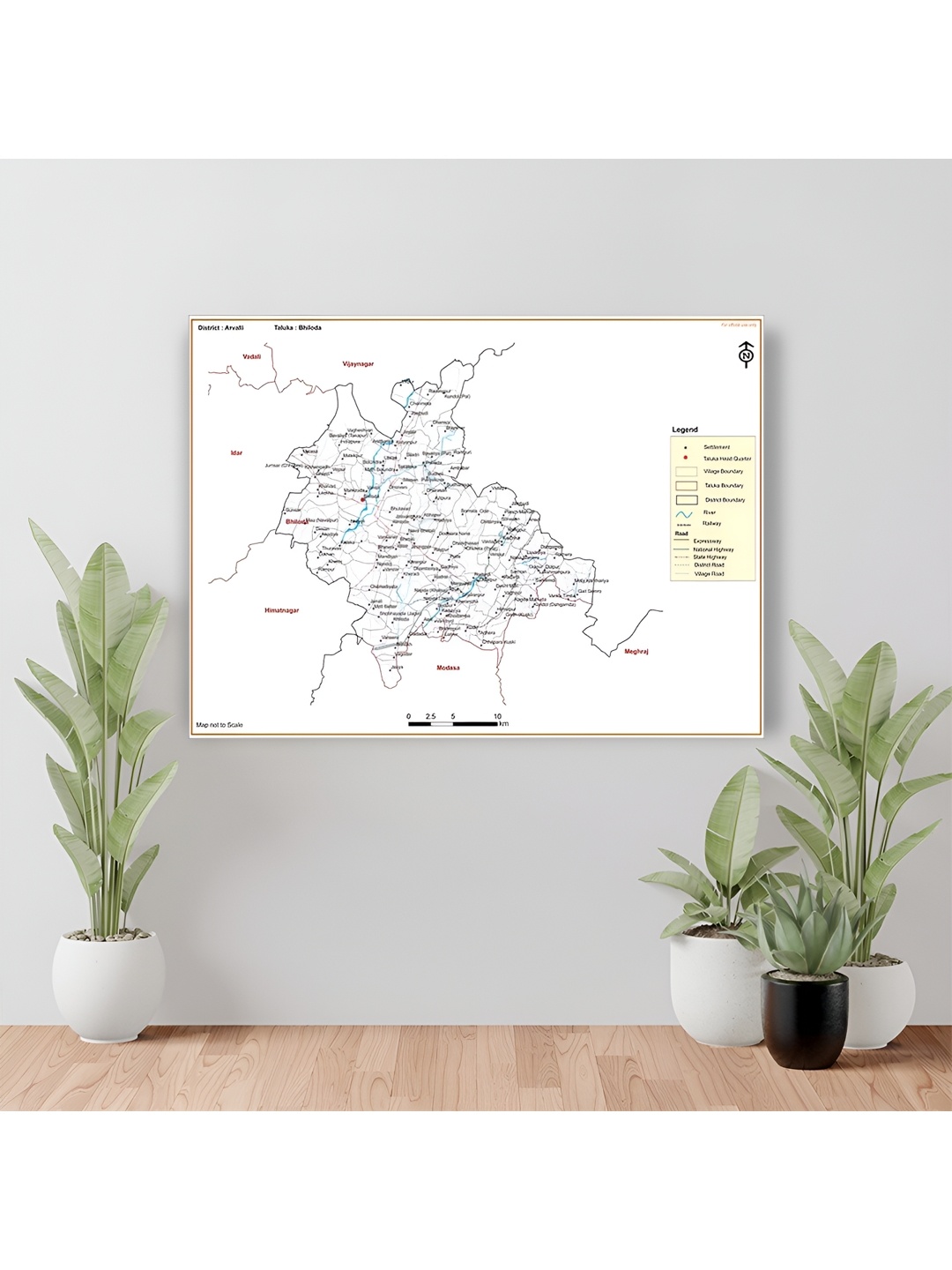 

Wallpics White & Black Arvalli District Bhiloda Taluk Map Wall Sticker