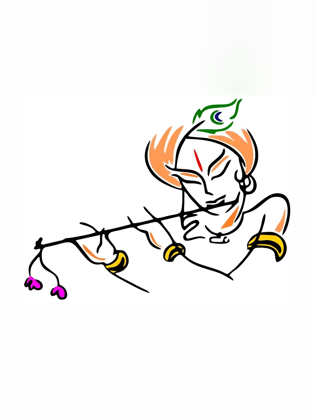 

Wallpics Black & Orange-Colored Lord Krishna Printed Water Resistant Wall Sticker