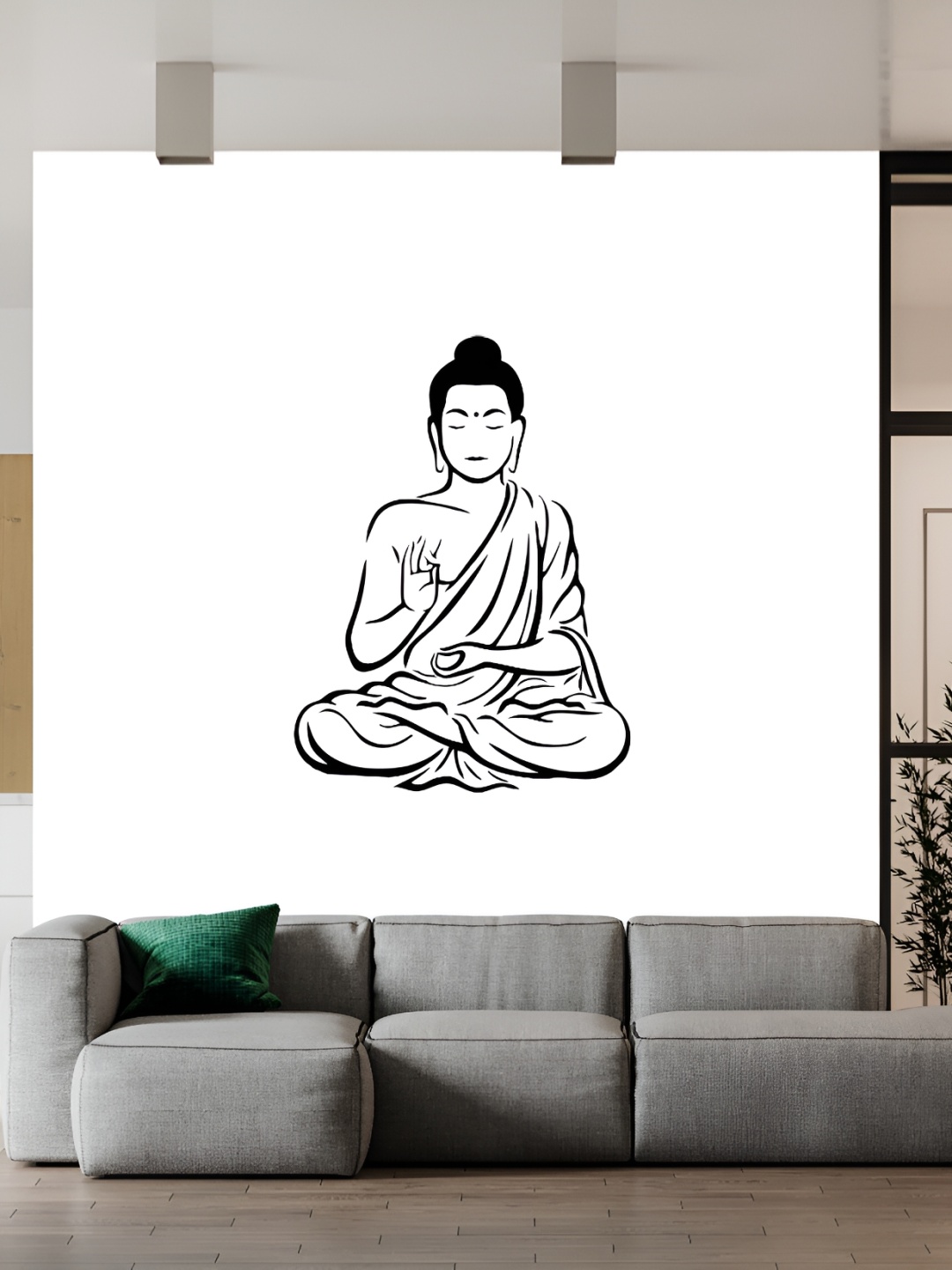 

Wallpics Black & White Buddha Printed Waterproof Wall Sticker