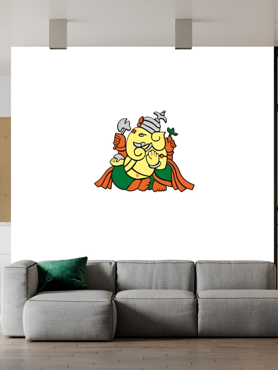 

Wallpics Yellow & Green Religious Ganesha Printed Waterproof Wall Sticker