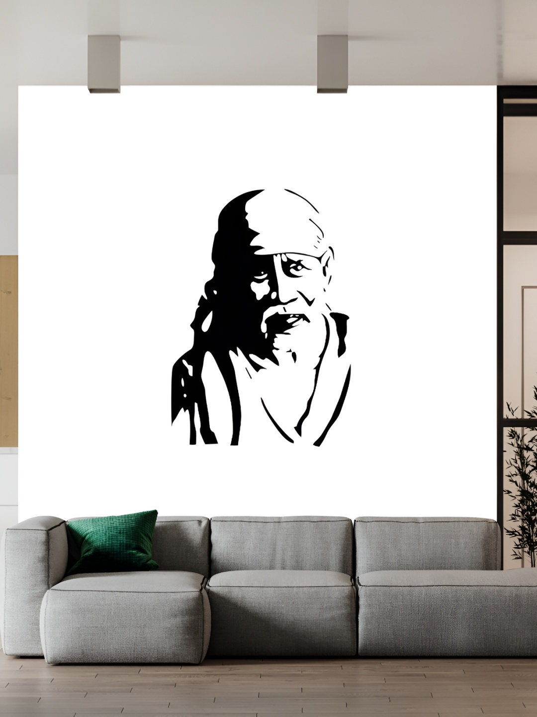 

Wallpics Black & White Saibaba Printed Water Resistant Wall Sticker