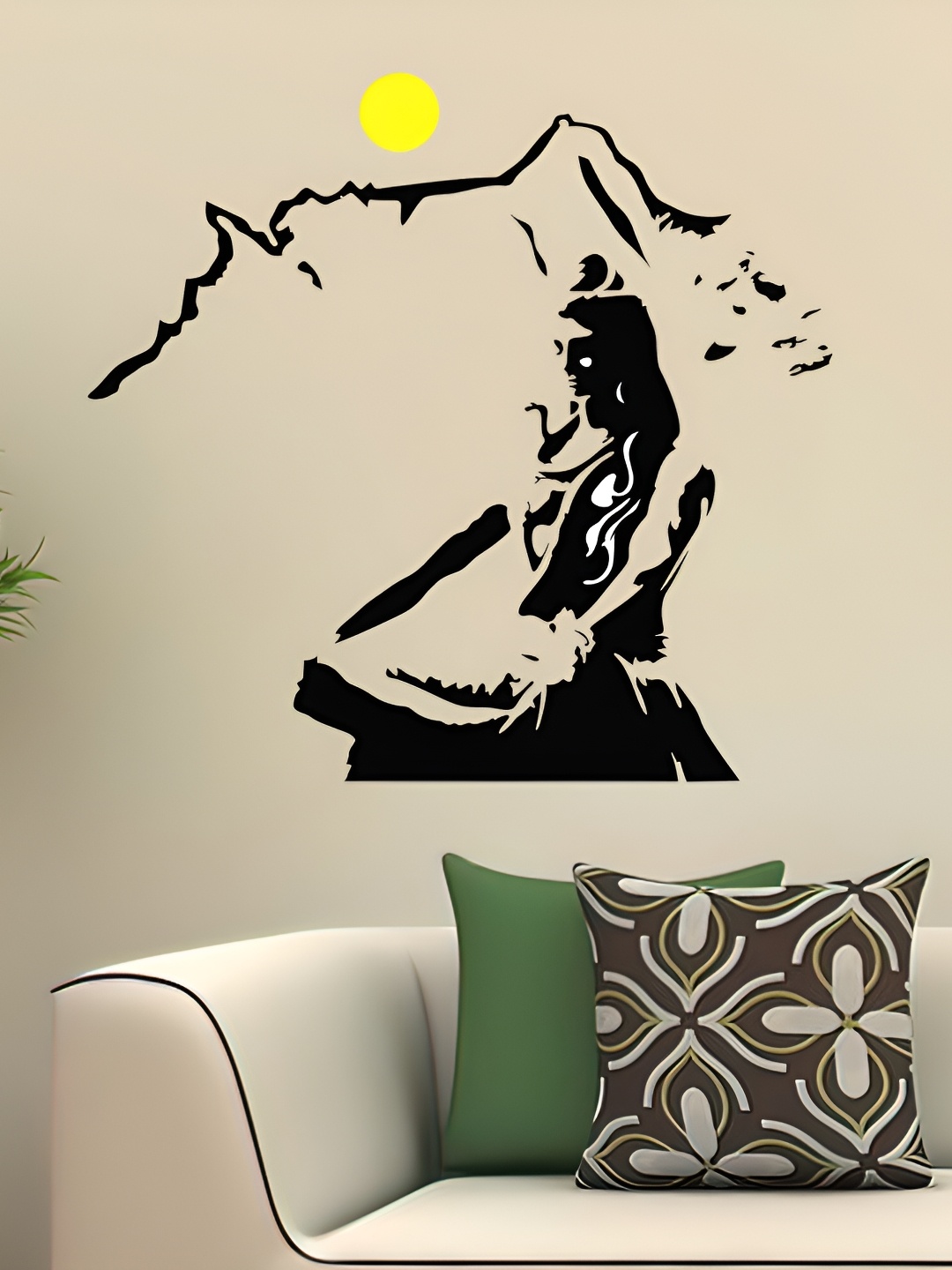 

Wallpics Black & Yellow Printed Waterproof Wall Sticker