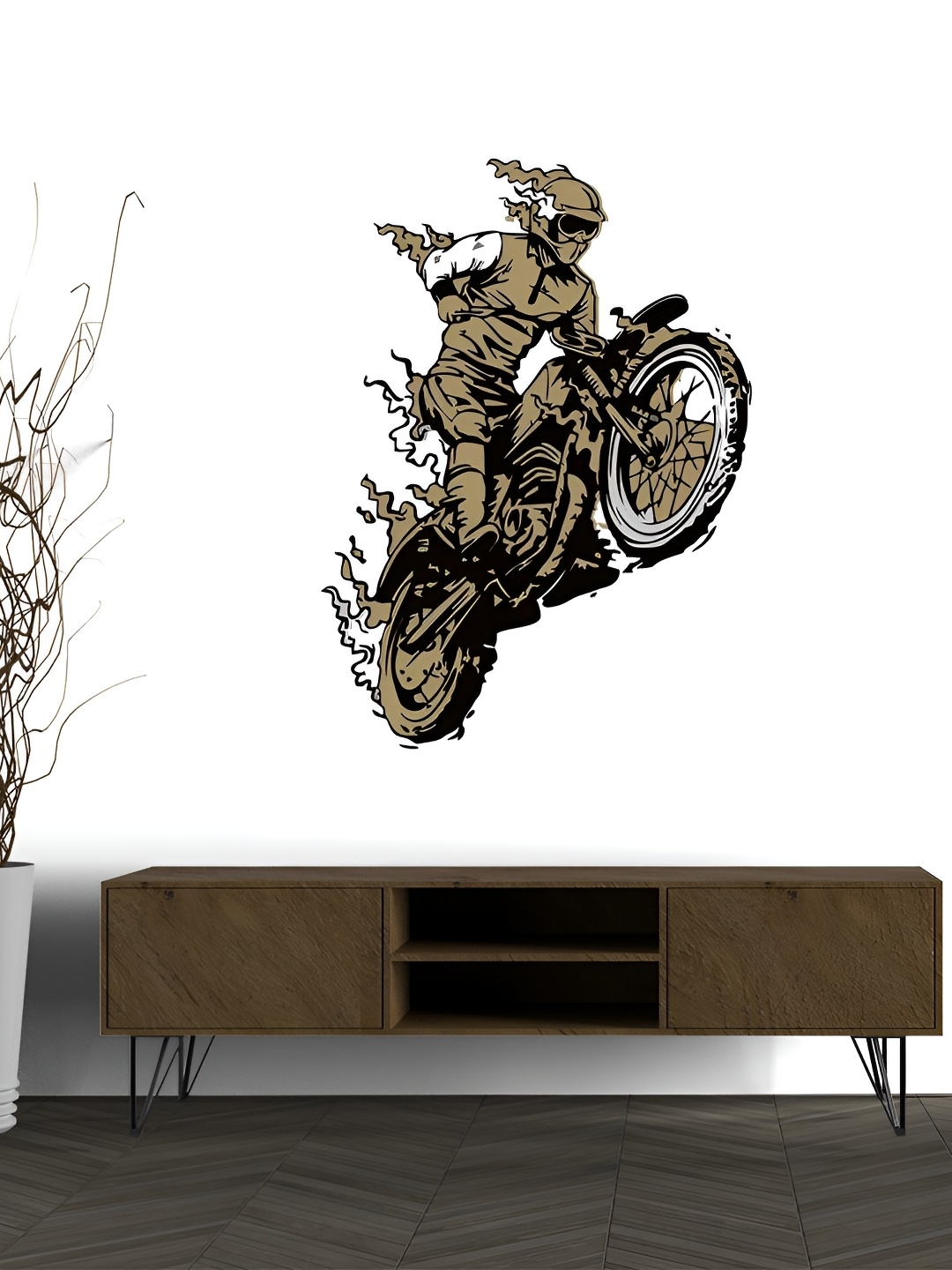 

Wallpics Black & Brown Biker Printed Waterproof Wall Poster