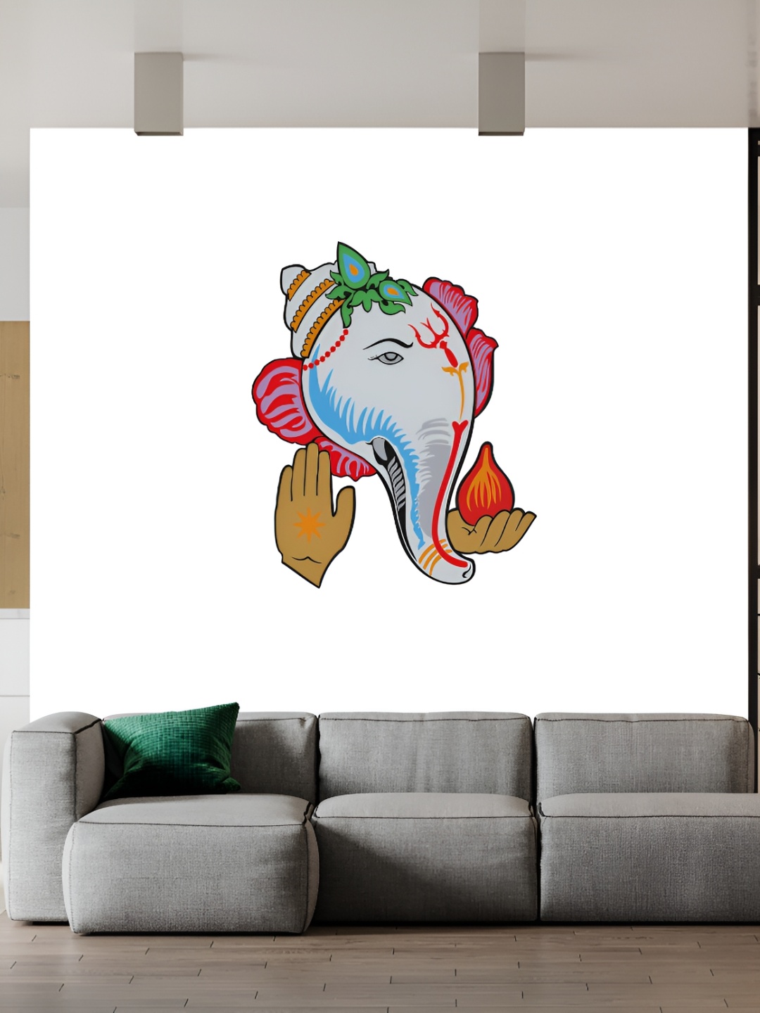 

Wallpics Blue & Grey Lord Ganesh Printed Water Resistant Wall Sticker
