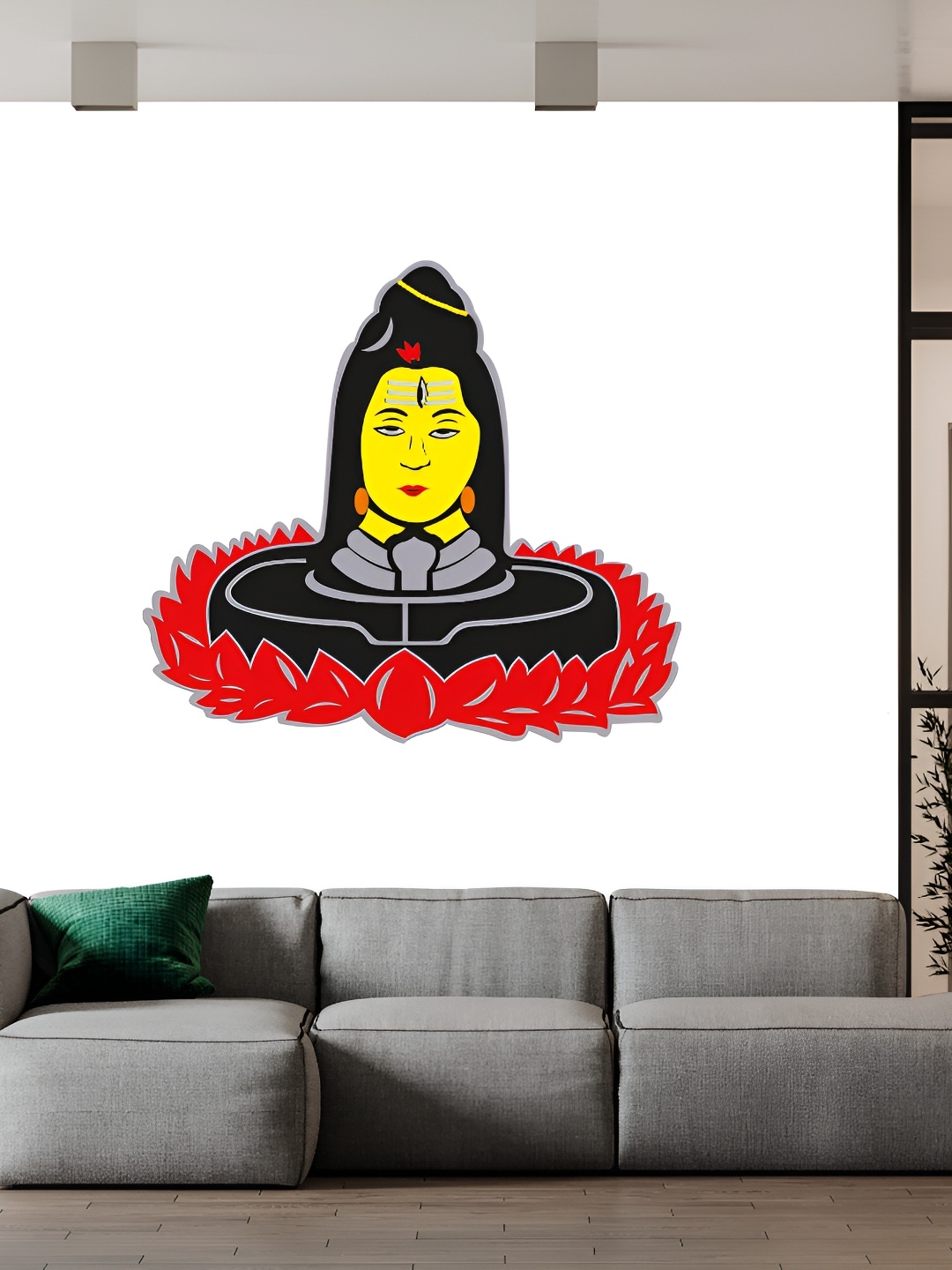 

Wallpics Black & Yellow Lord Shiva Printed Water Resistant Wall Sticker
