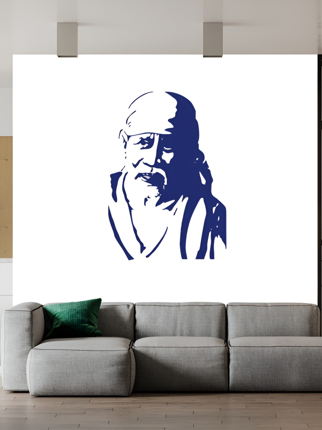 

Wallpics Blue & White Saibaba Printed Water Resistant Wall Sticker