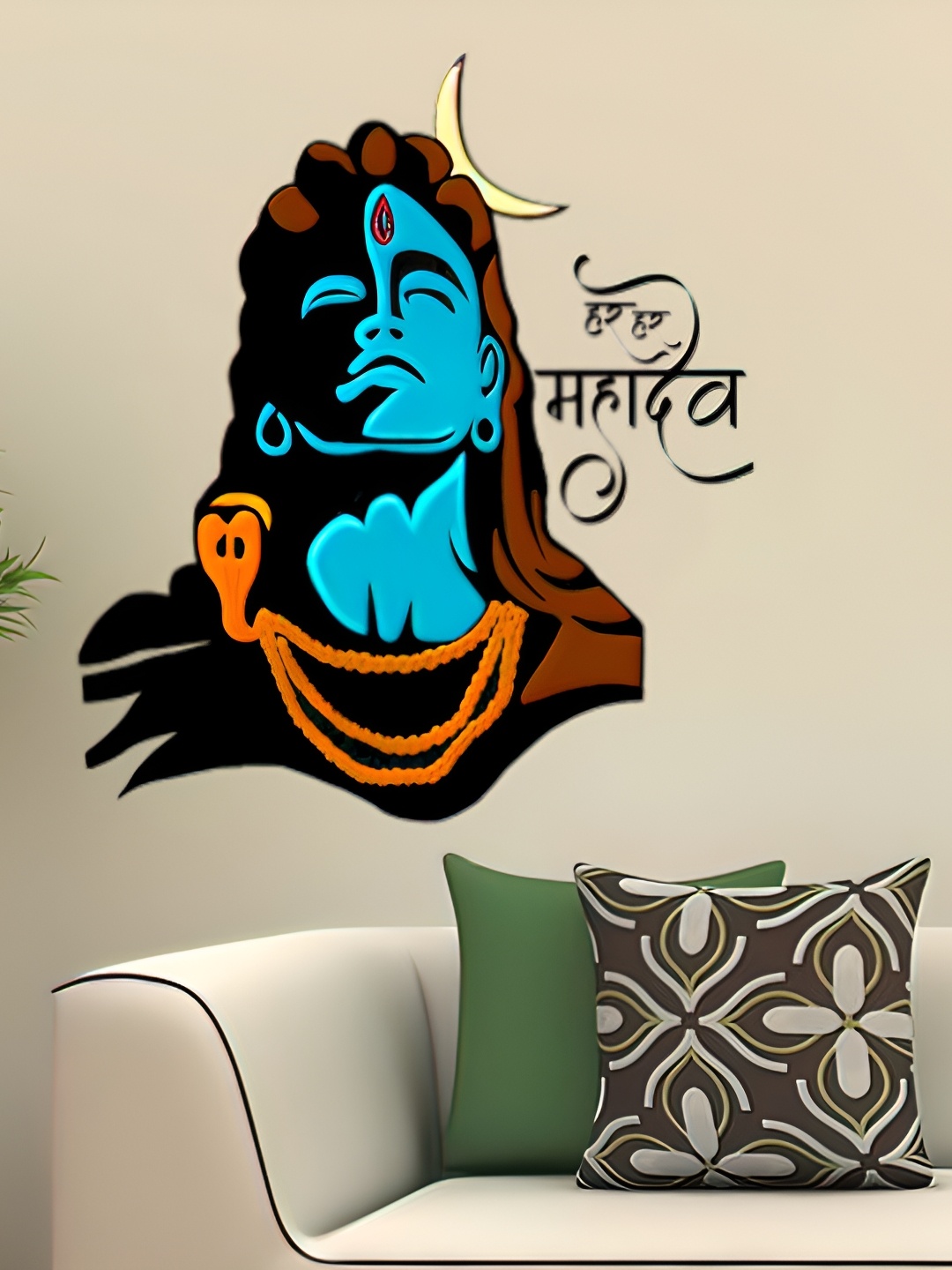 

Wallpics Blue & Black Lord Shiva Printed Water Resistant Wall Sticker