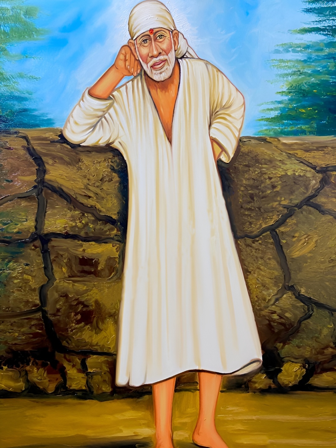 

Wallpics Brown & Off White Sai Baba Printed Waterproof Self-Adhesive Wall Sticker