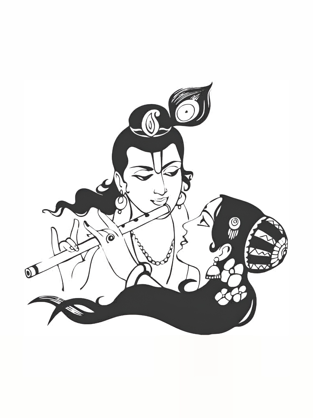 

Wallpics Black & White Radha Krishna Printed Water Resistant Wall Sticker