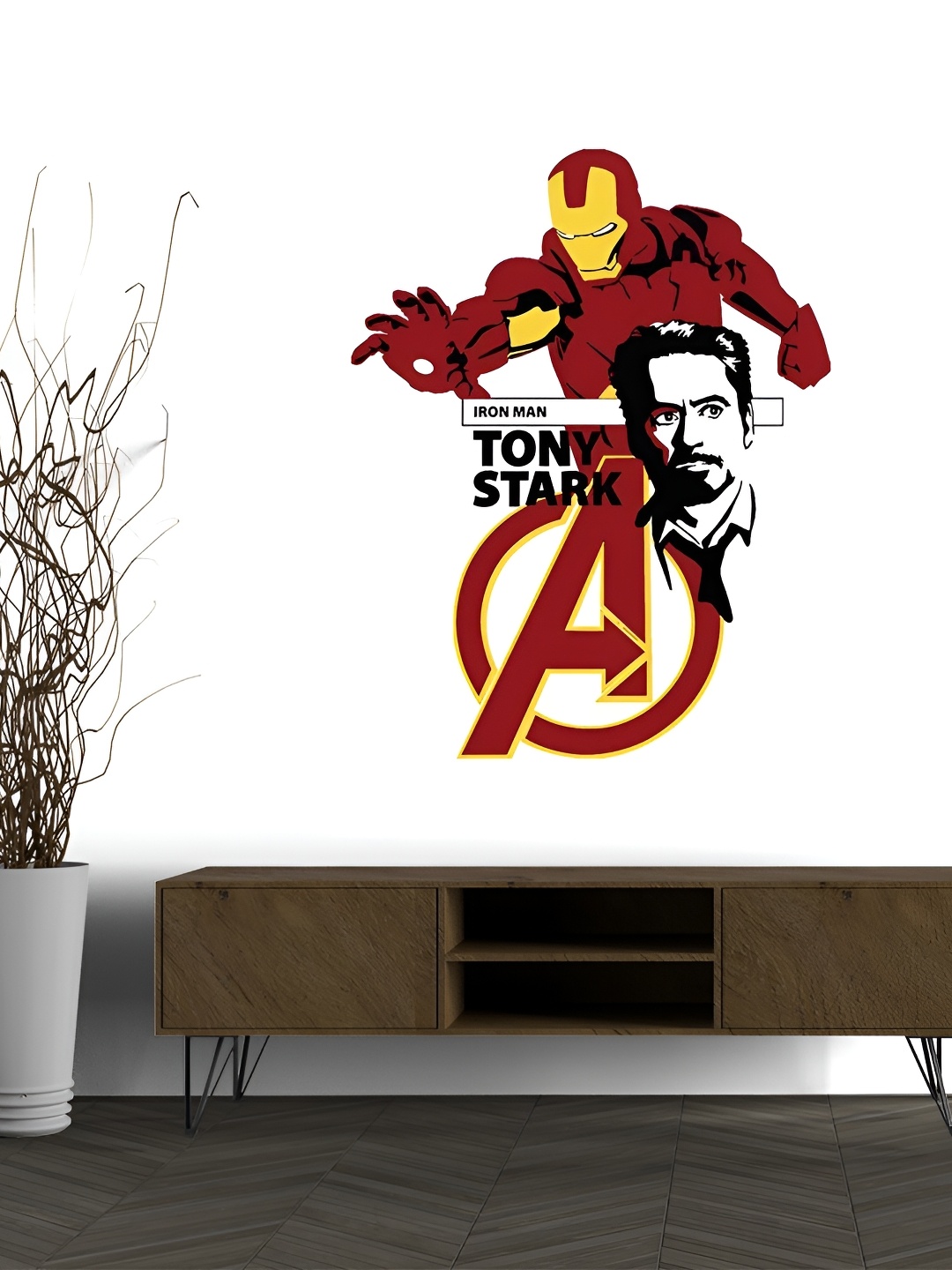 

Wallpics Red & Yellow Printed Waterproof Self-Adhesive Wall Sticker