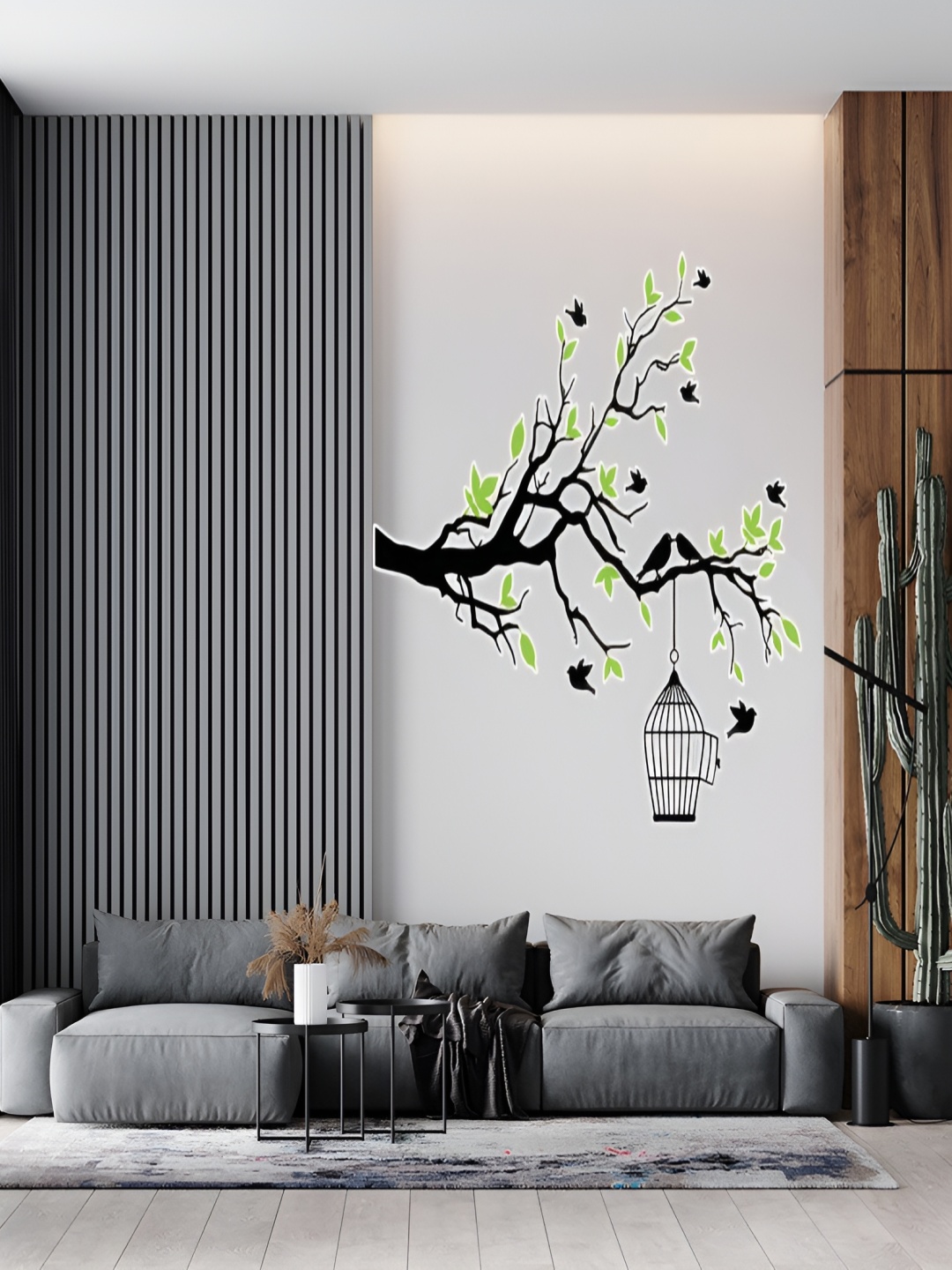 

Wallpics Black & Green Printed Waterproof Self-Adhesive Wall Sticker