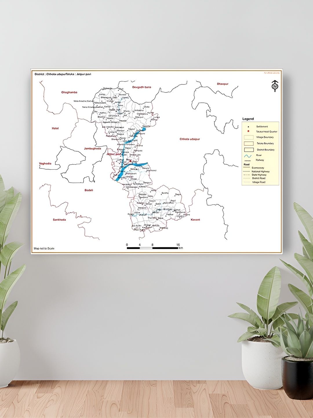 

Wallpics White & Black Chhota Udepur District Jetpur Pavi Taluk Map Waterproof Sticker