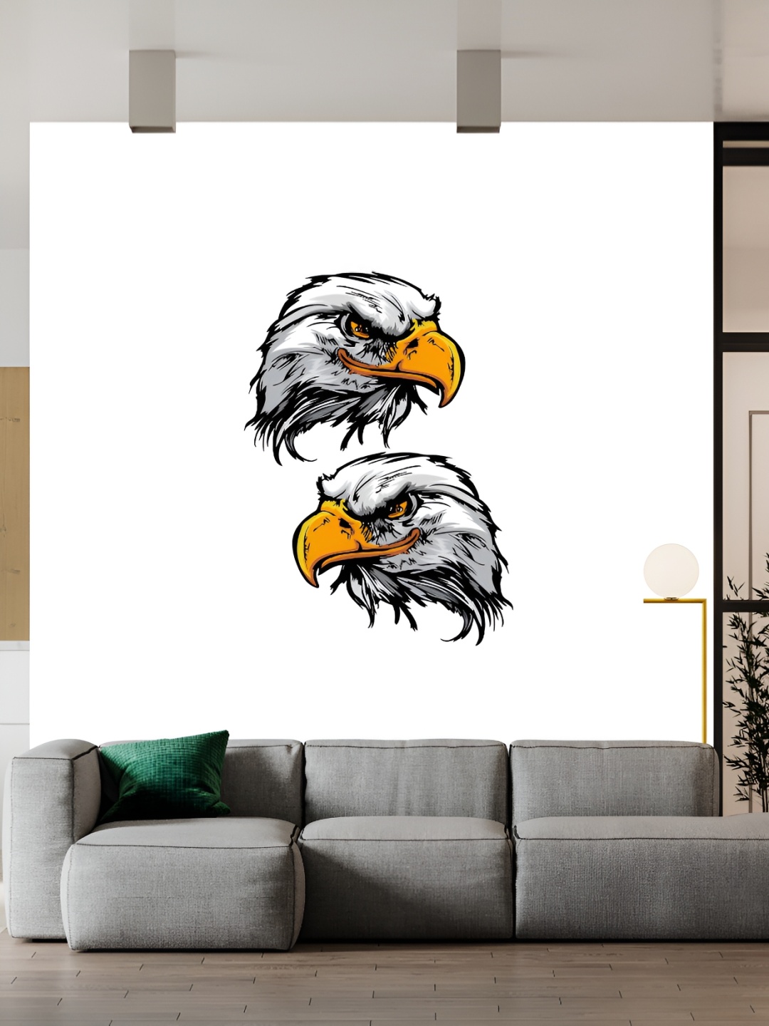 

Wallpics Grey & Yellow Printed Waterproof Self-Adhesive Wall Sticker
