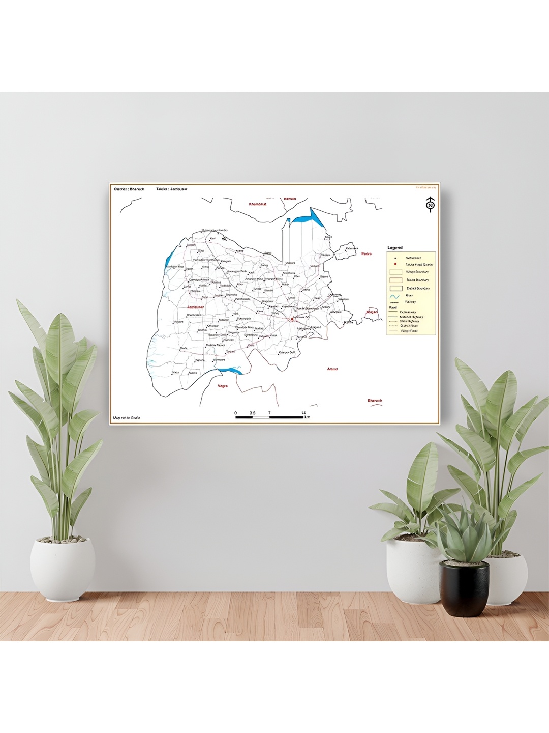 

Wallpics White & Black Bharuch District Jambusar Taluk Map Water Resistant Wall Sticker