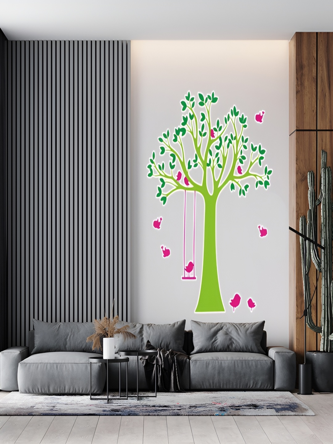 

Wallpics Green & Pink Printed Waterproof Self-Adhesive Wall Sticker