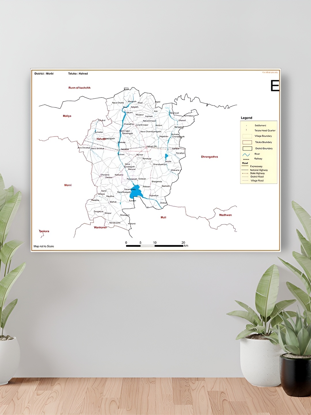 

Wallpics White & Black Morbi District Halvad Taluk Map Printed Waterproof Wall Sticker