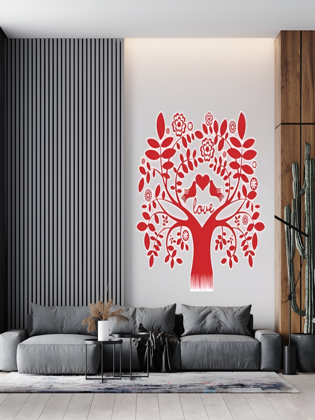 

Wallpics Red Tree Printed Waterproof Wall Sticker