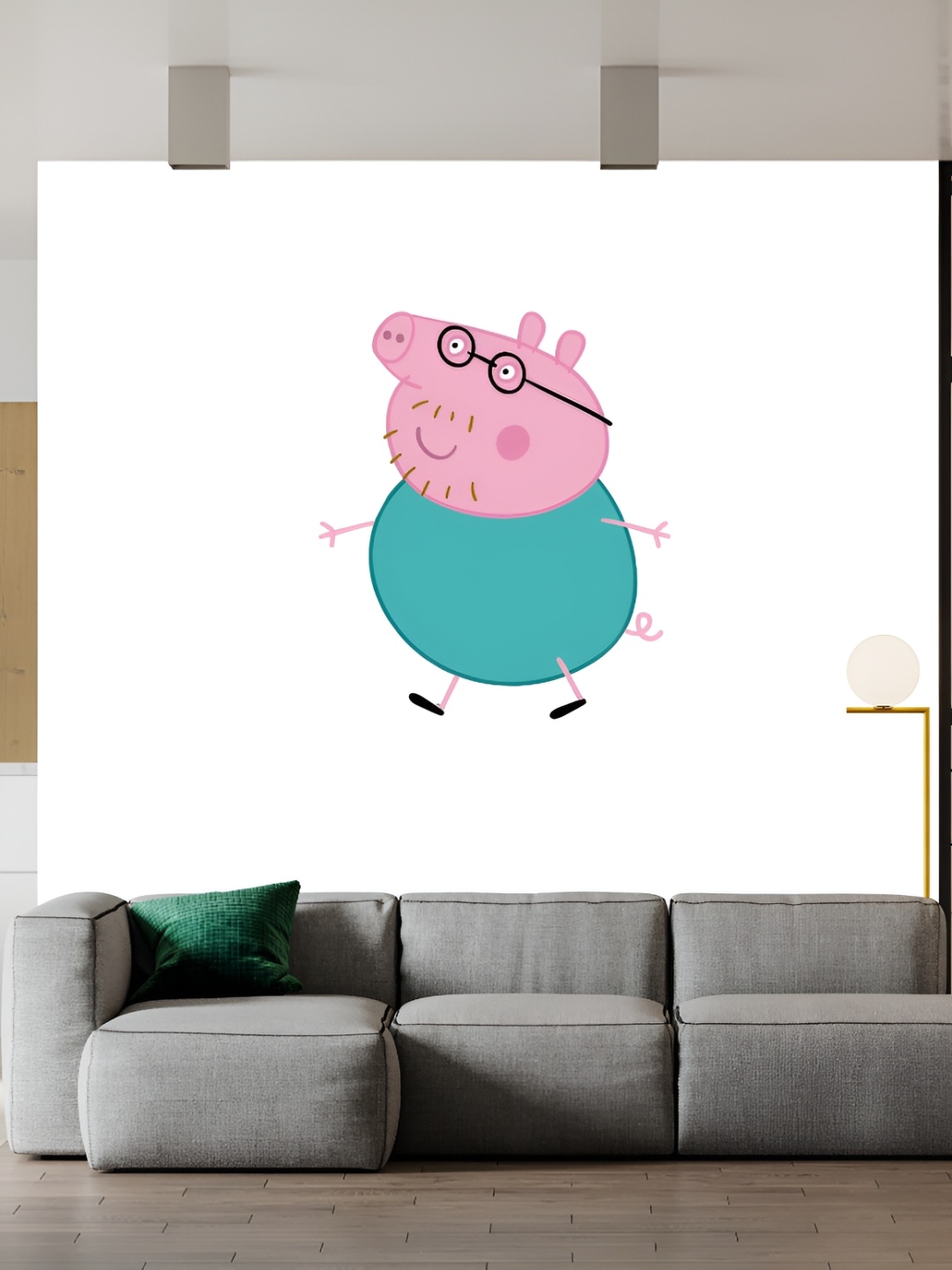 

Wallpics White & Pink Papa Pig Printed Waterproof Wall Sticker