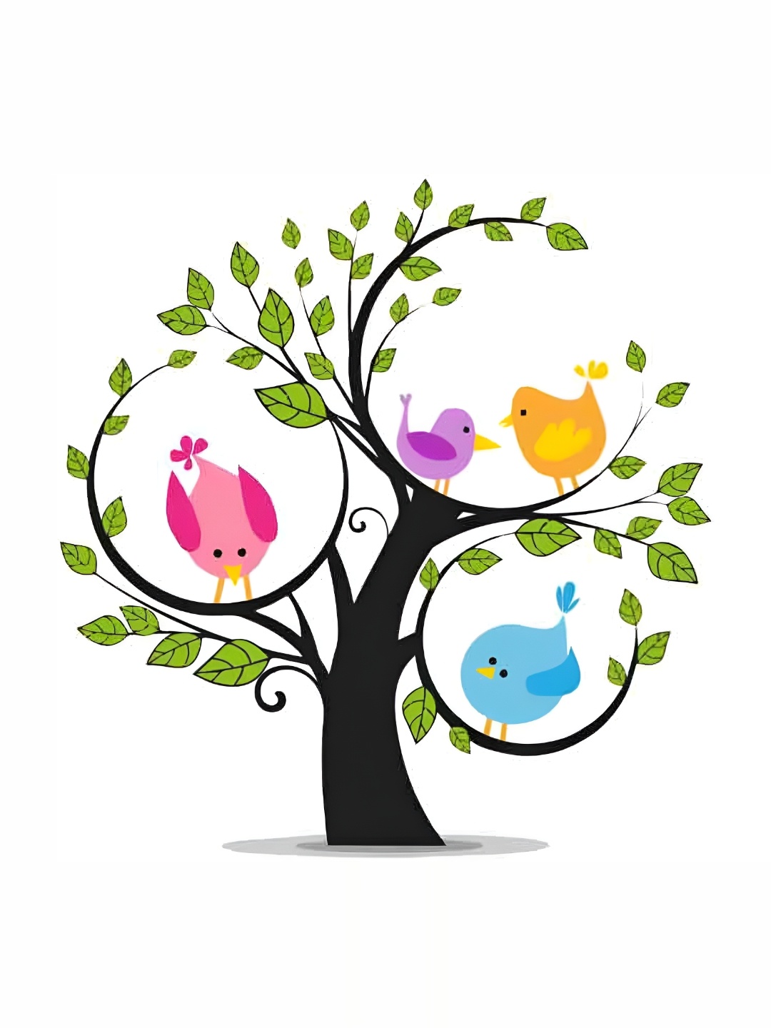 

Wallpics White & Black Bird & Tree Printed Waterproof Wall Sticker