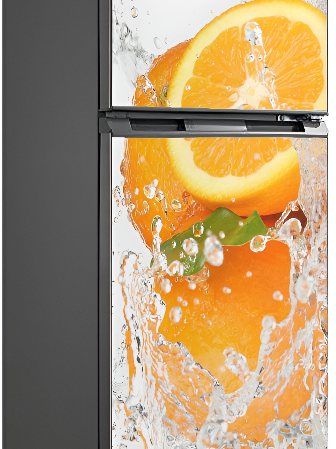 

Wallpics White & Orange-Colored Printed Waterproof Fridge Sticker
