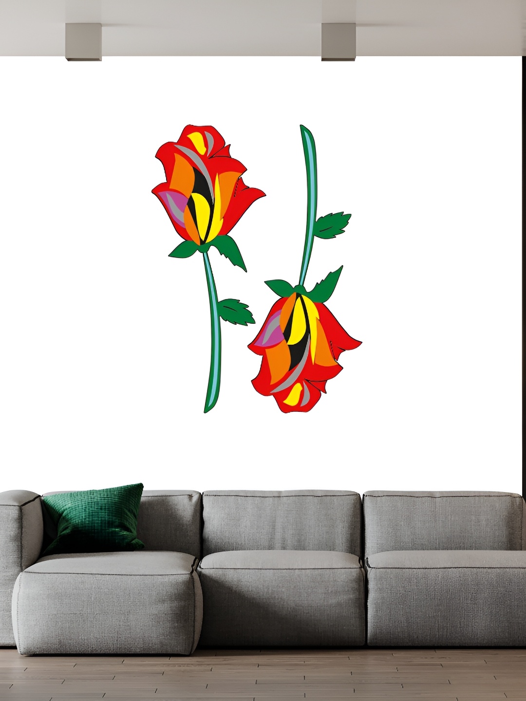 

Wallpics Red & Green Printed Waterproof Wall Sticker