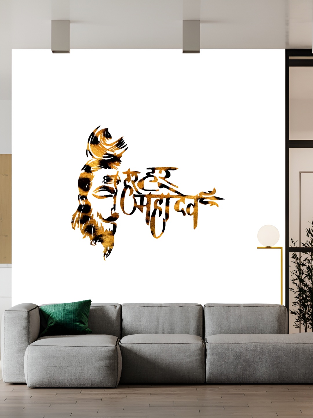 

Wallpics Yellow & Black Lord Shiva Religious Printed Waterproof Wall Sticker