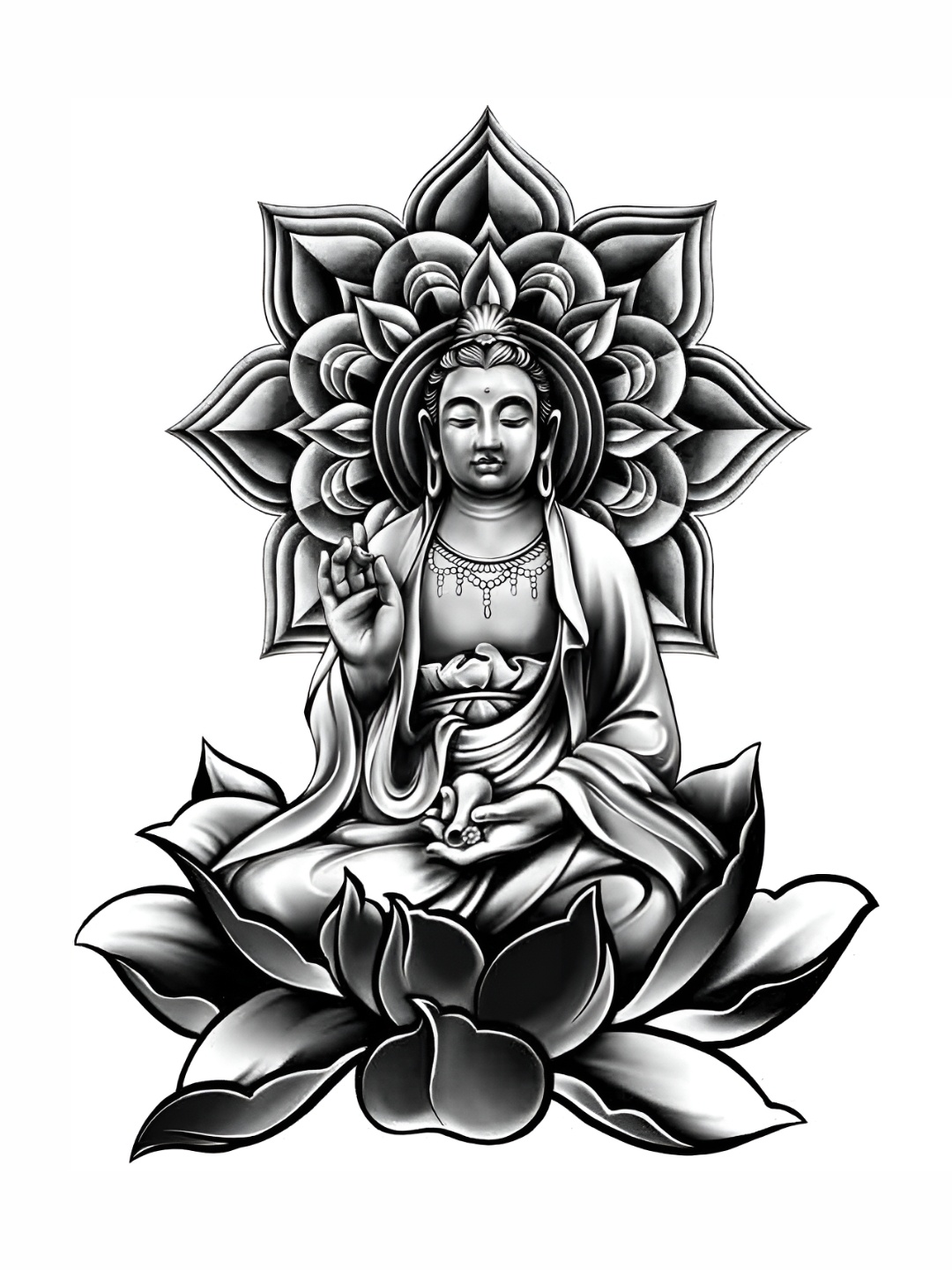 

Wallpics White & Grey Religious Printed Waterproof Wall Sticker