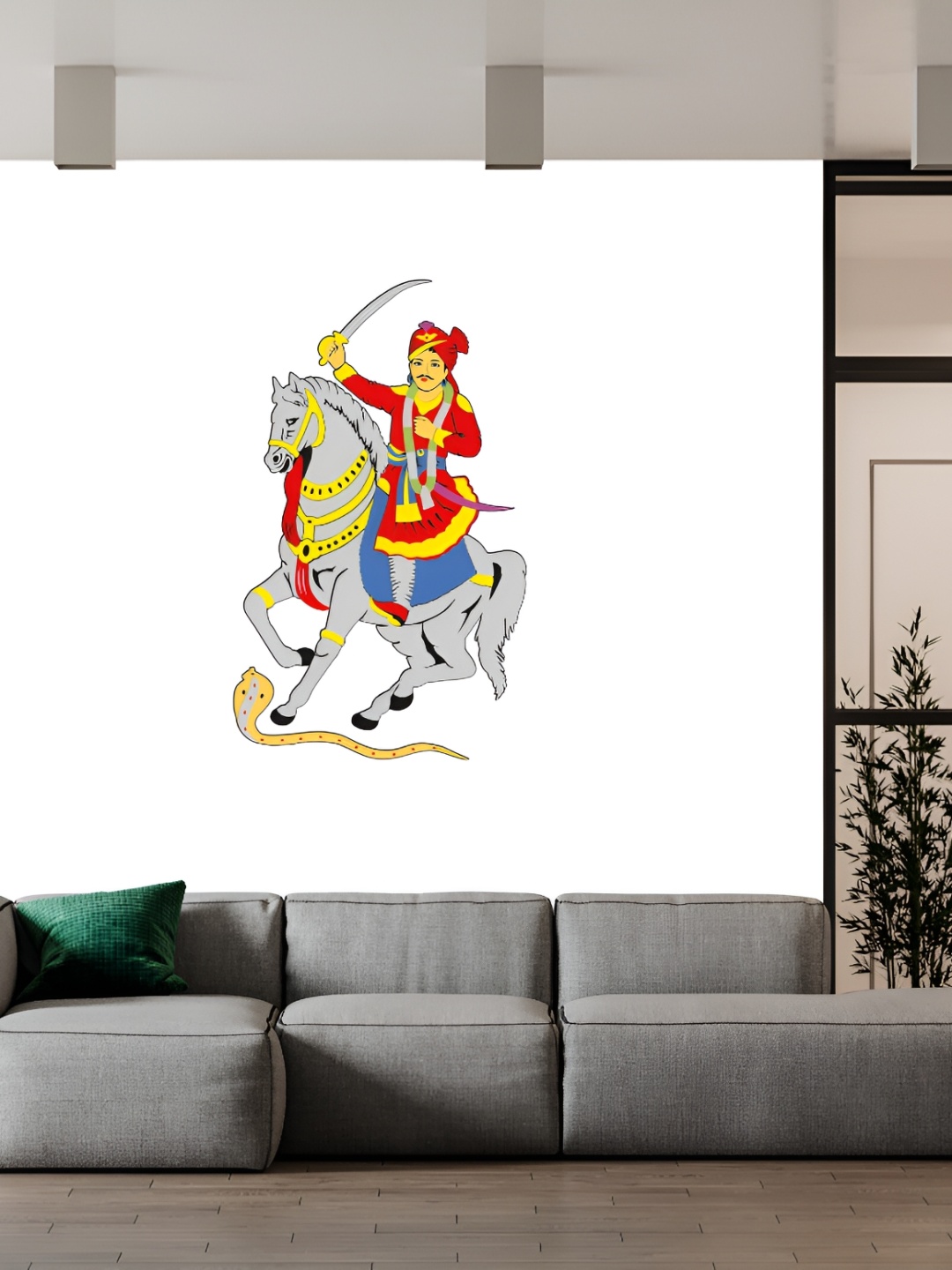 

Wallpics White & Red Bhathiji Maharaj Printed Waterproof Wall Sticker