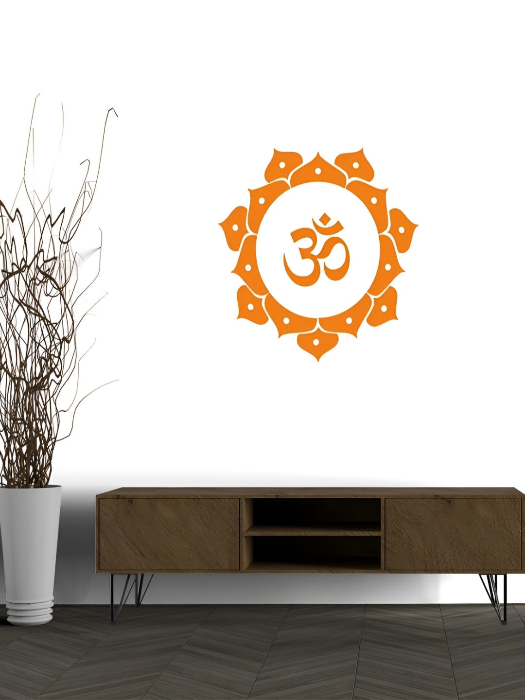 

Wallpics Orange & White Printed Waterproof Vinyl Wall Sticker