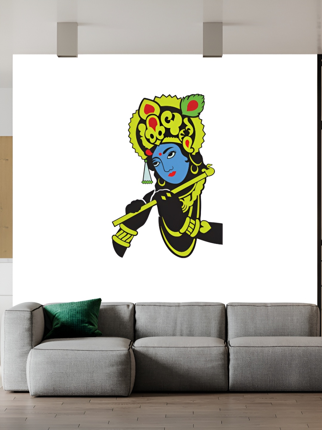 

Wallpics Green & Blue Krishna Printed Waterproof Wall Sticker