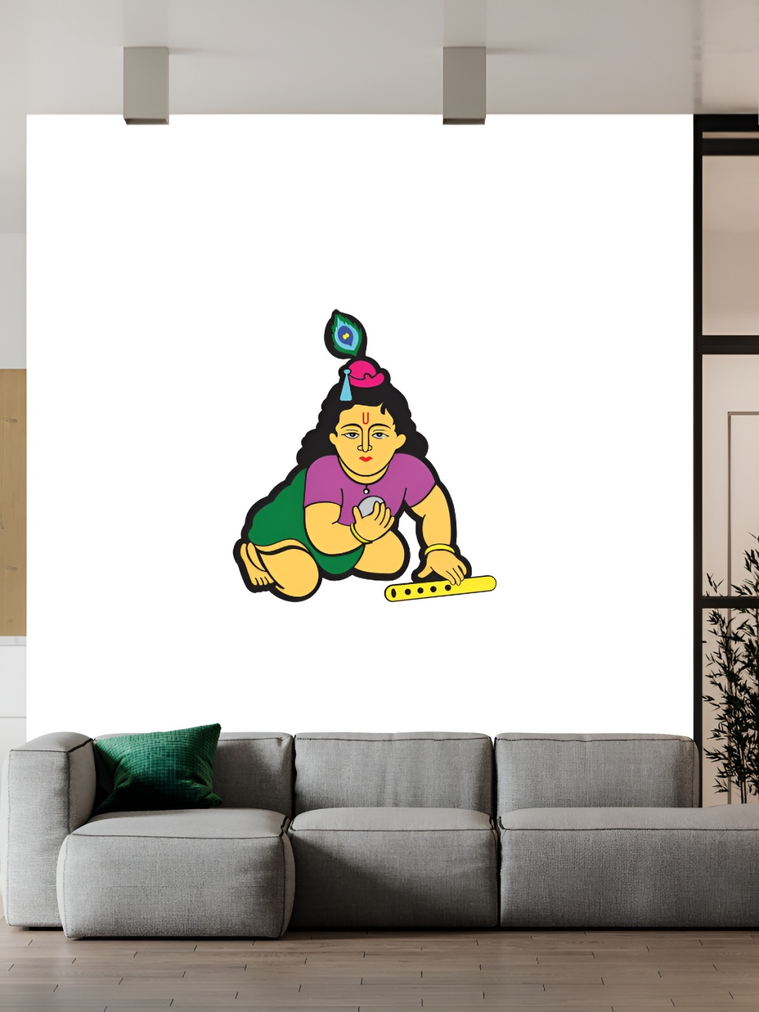 

Wallpics Purple & Green Printed Waterproof Wall Sticker