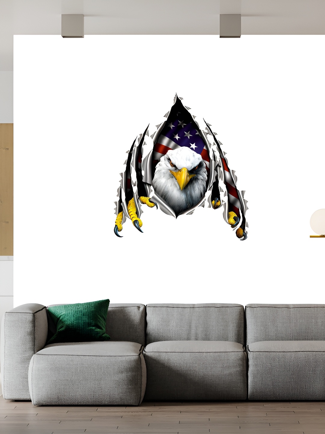 

Wallpics White & Blue Printed Waterproof Wall Sticker