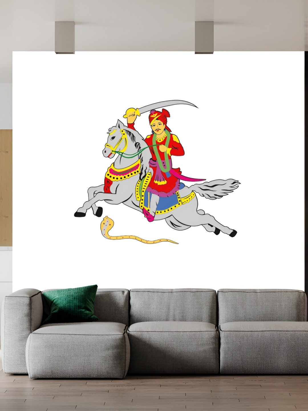 

Wallpics Grey & Red Printed Waterproof Wall Sticker