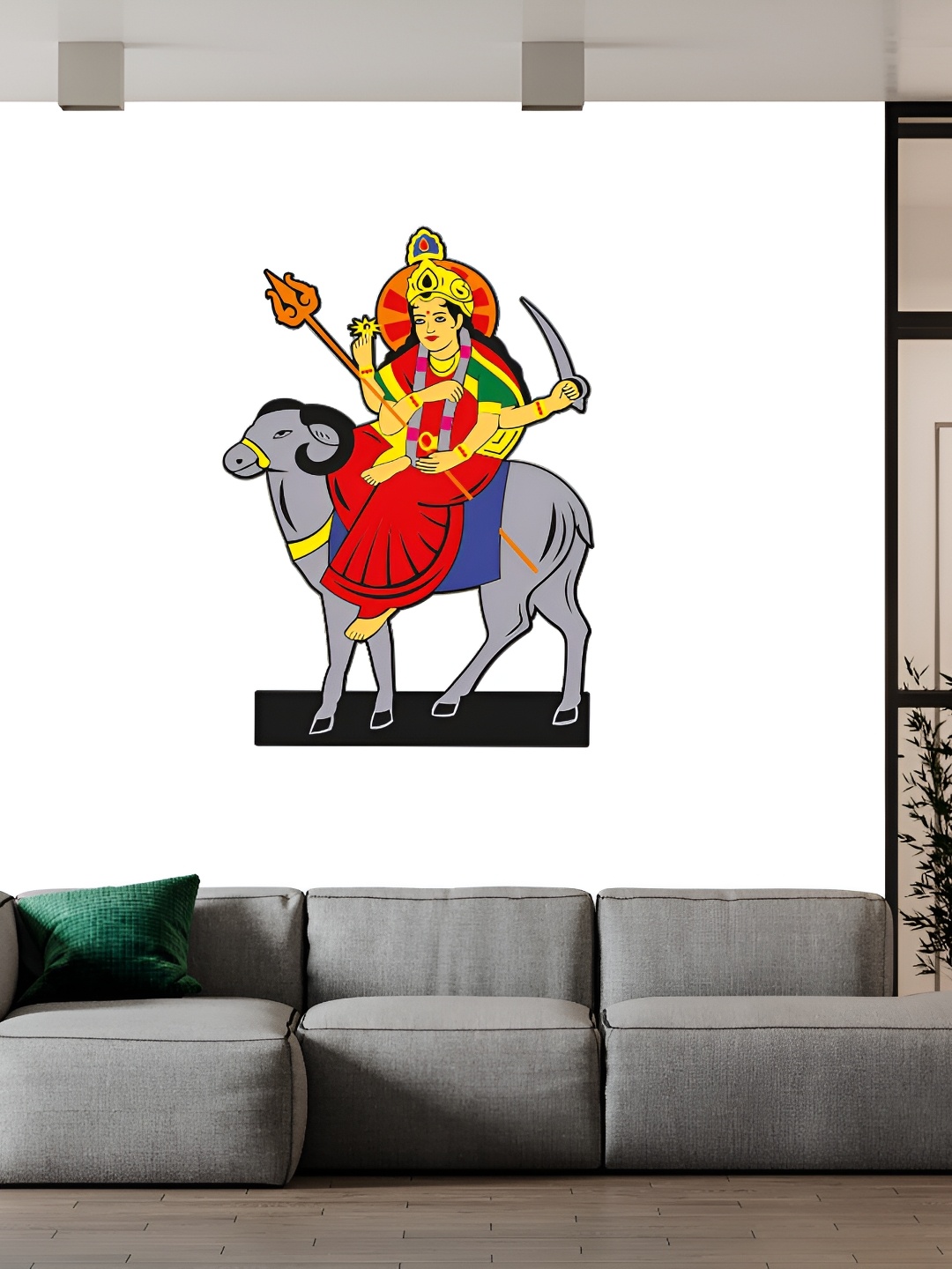 

Wallpics Grey & Red Printed Waterproof Wall Sticker
