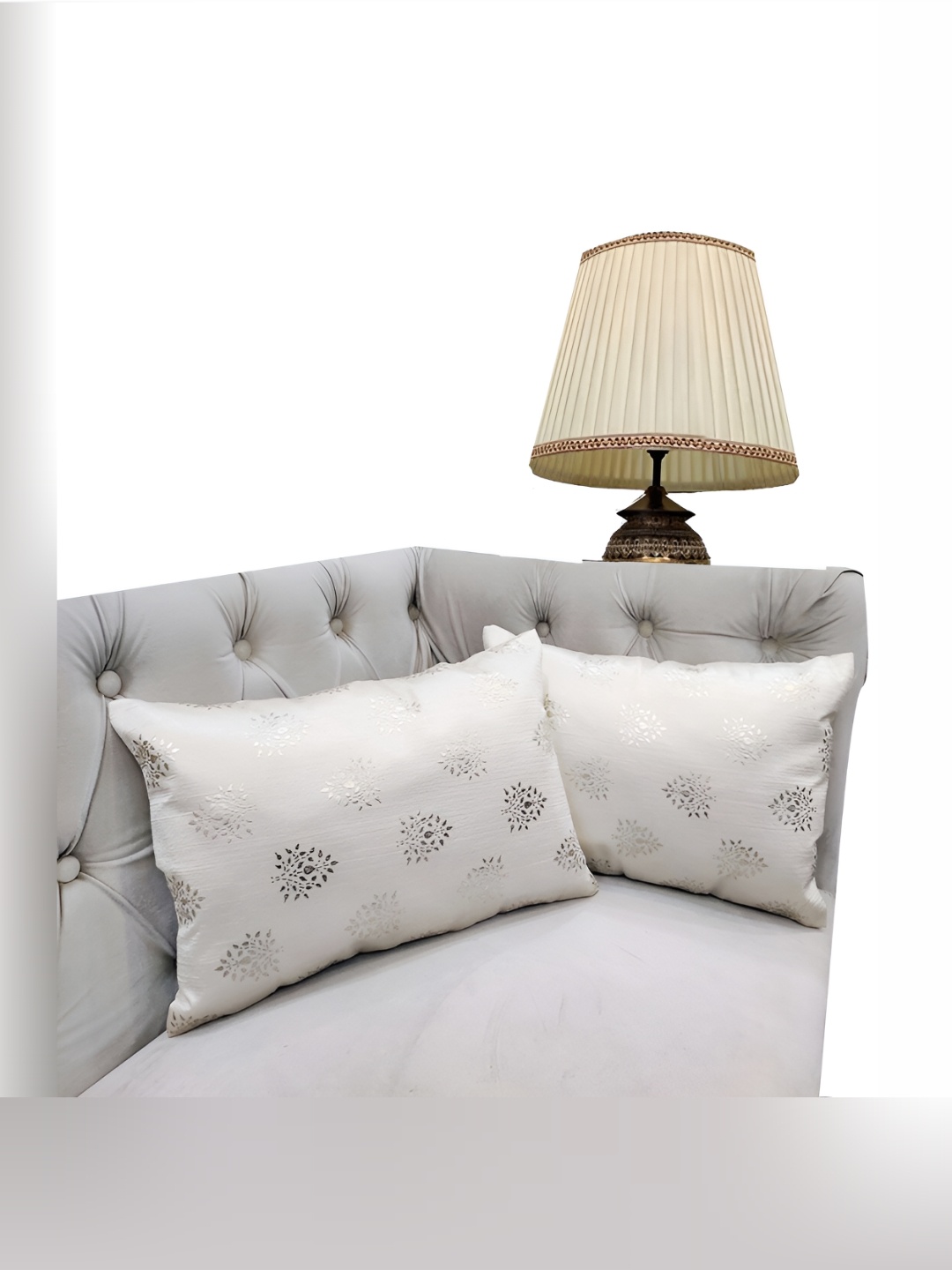 

Good Vibes Cream-Coloured & Brown 2 Pieces Floral Rectangle Cushion Covers