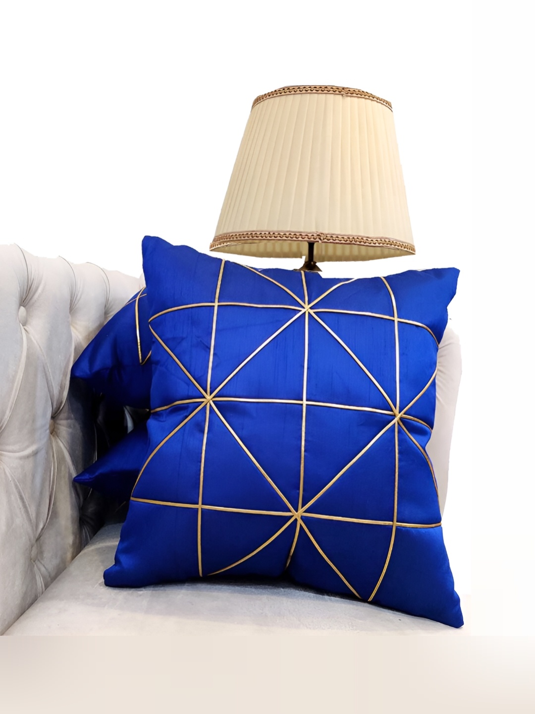 

Good Vibes Blue & Beige 3 Pieces Geometric Square Cushion Covers