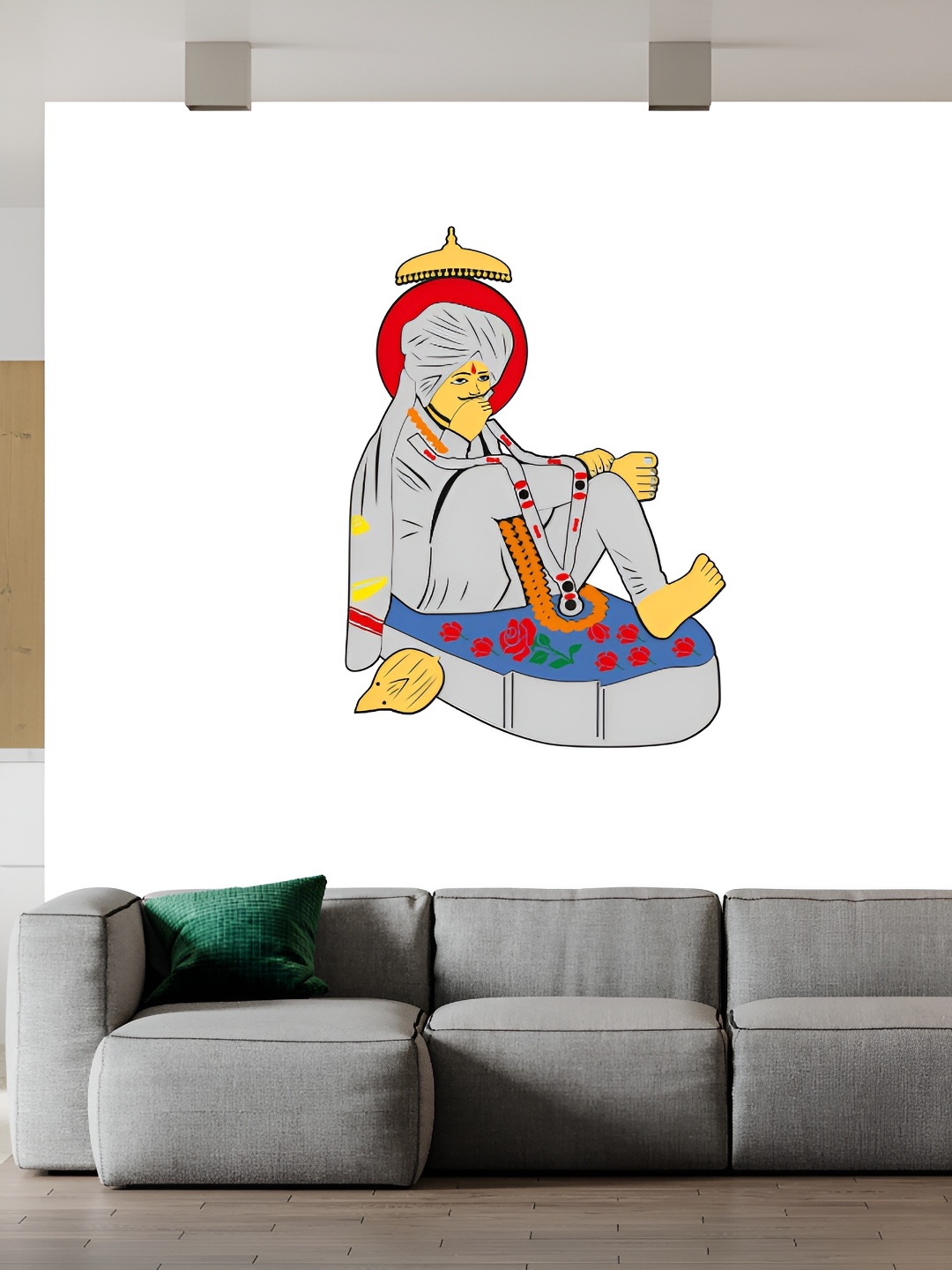 

Wallpics Grey & Yellow Abstract Printed Water Resistant Wall Sticker