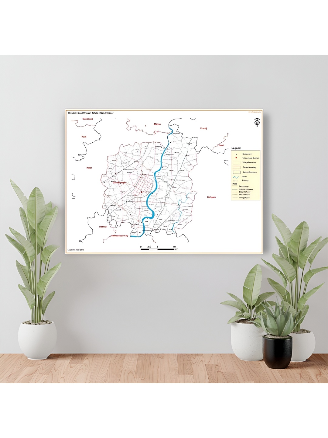 

Wallpics White & Blue Gandhinagar District Map Printed Waterproof Wall Sticker