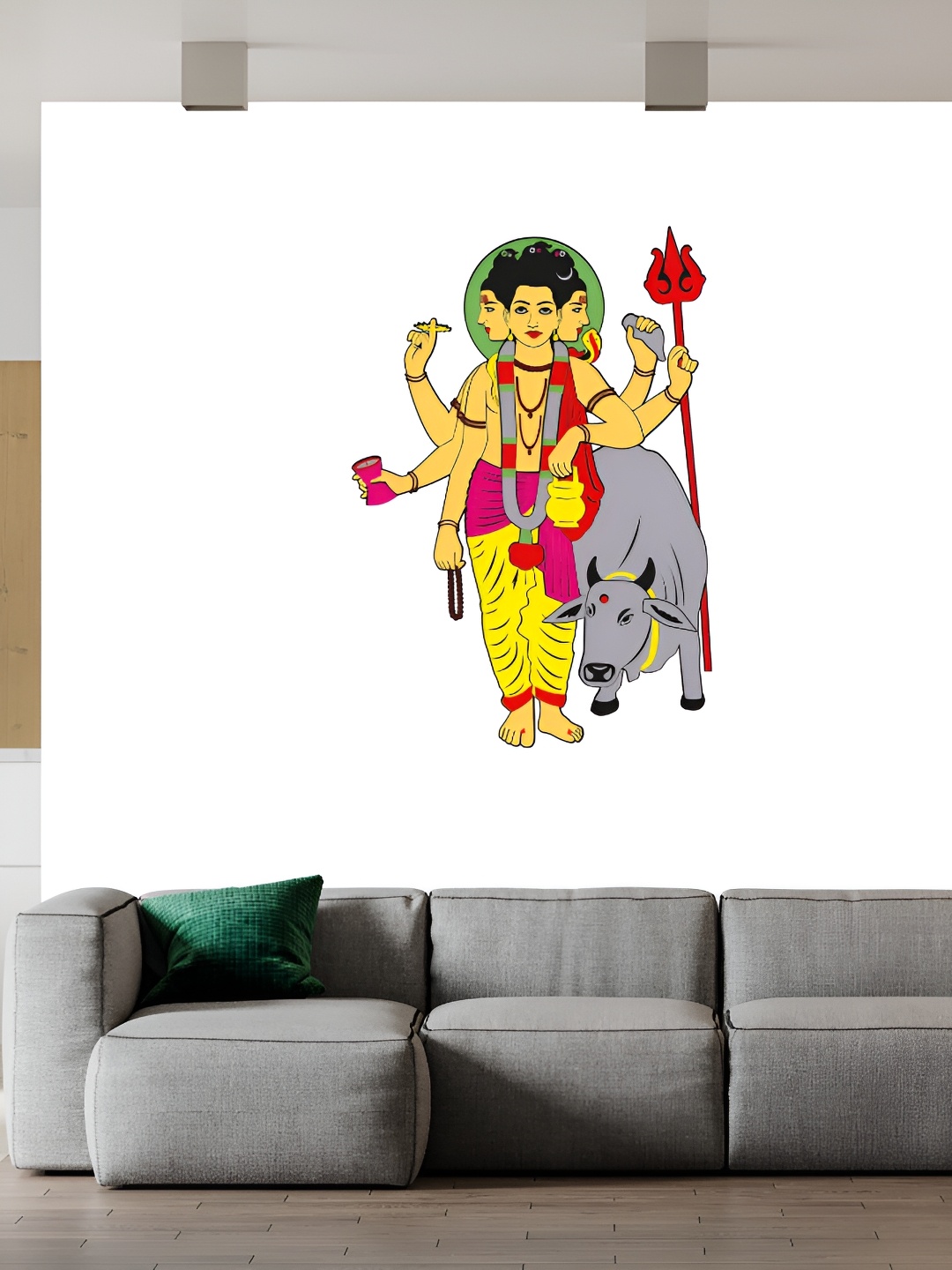 

Wallpics Yellow & Grey Printed Water Proof Wall Sticker