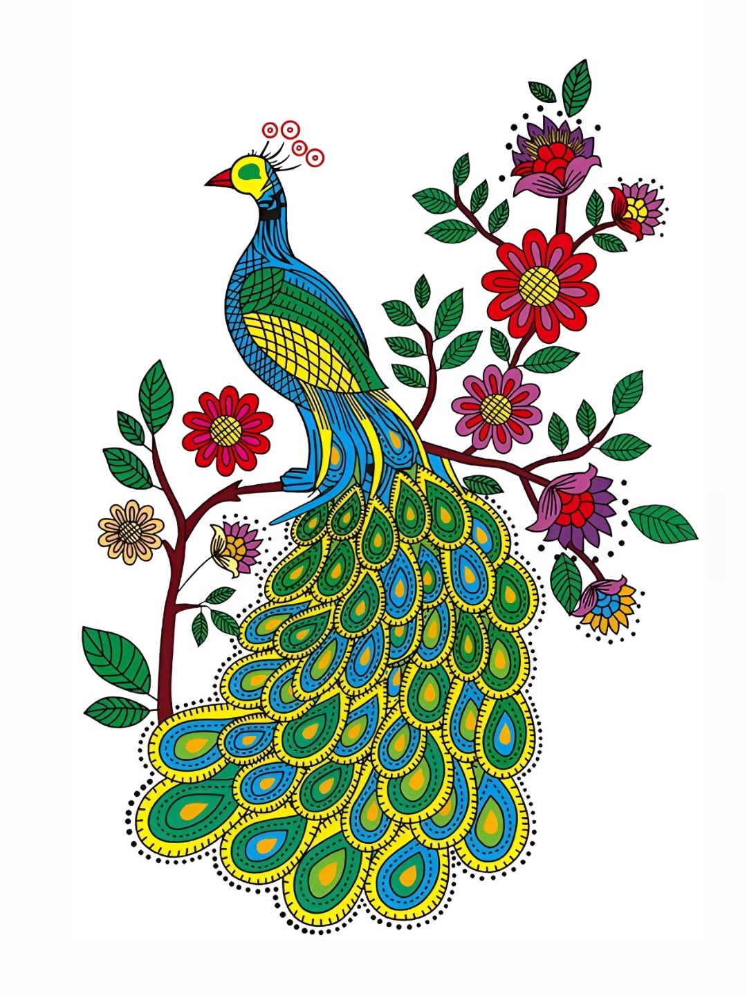 

Wallpics Green & Blue Peacock Printed Waterproof Wall Sticker
