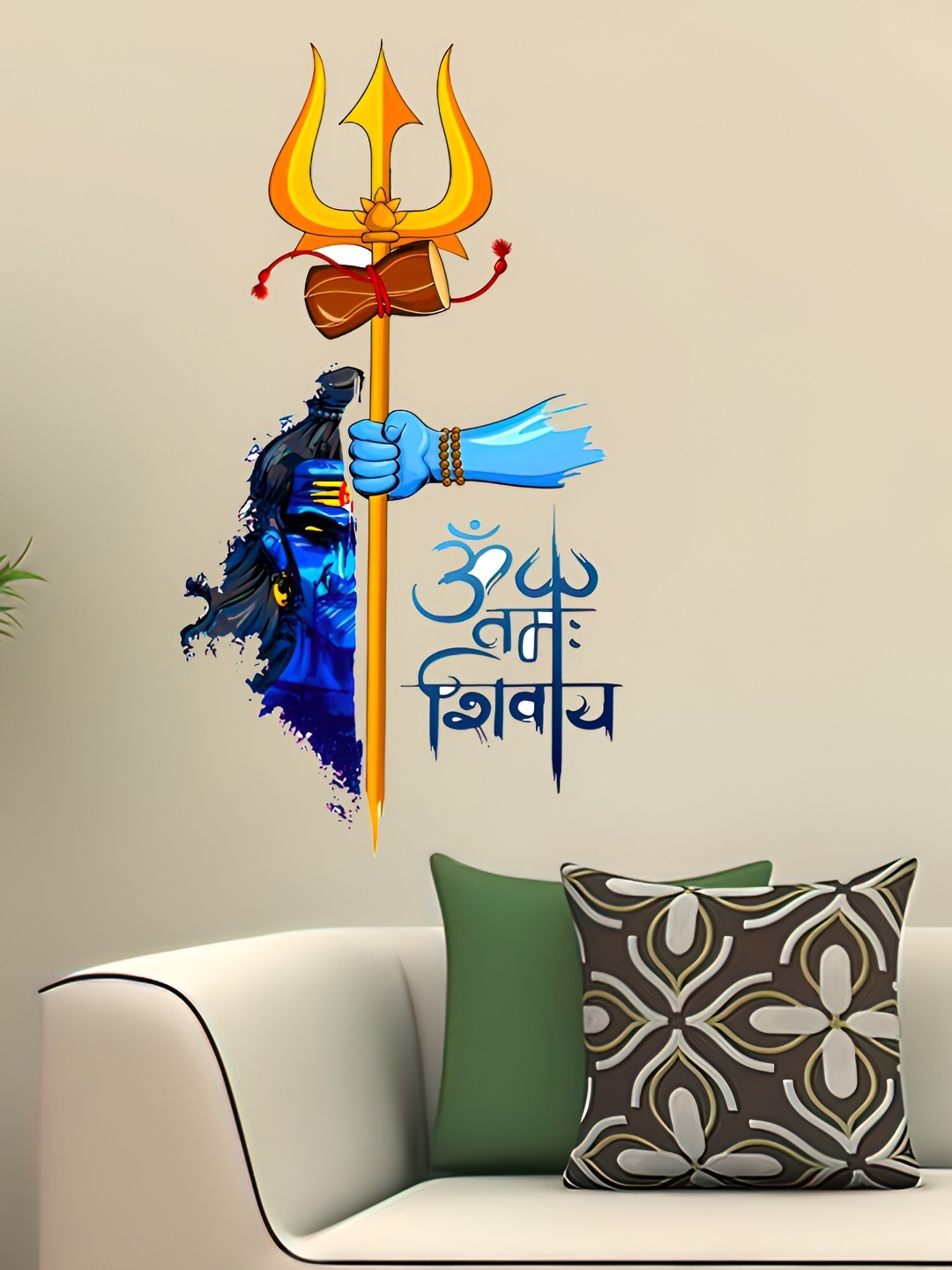 

Wallpics Blue & Yellow Printed Waterproof Wall Sticker
