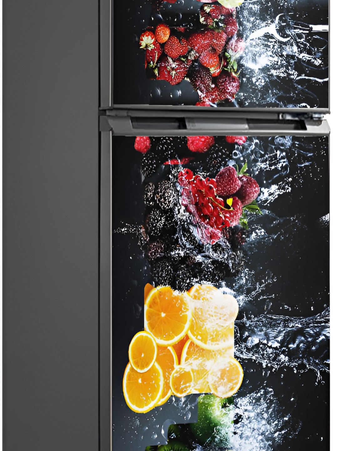 

Wallpics Red Printed Water-Proof Fridge Sticker, Black