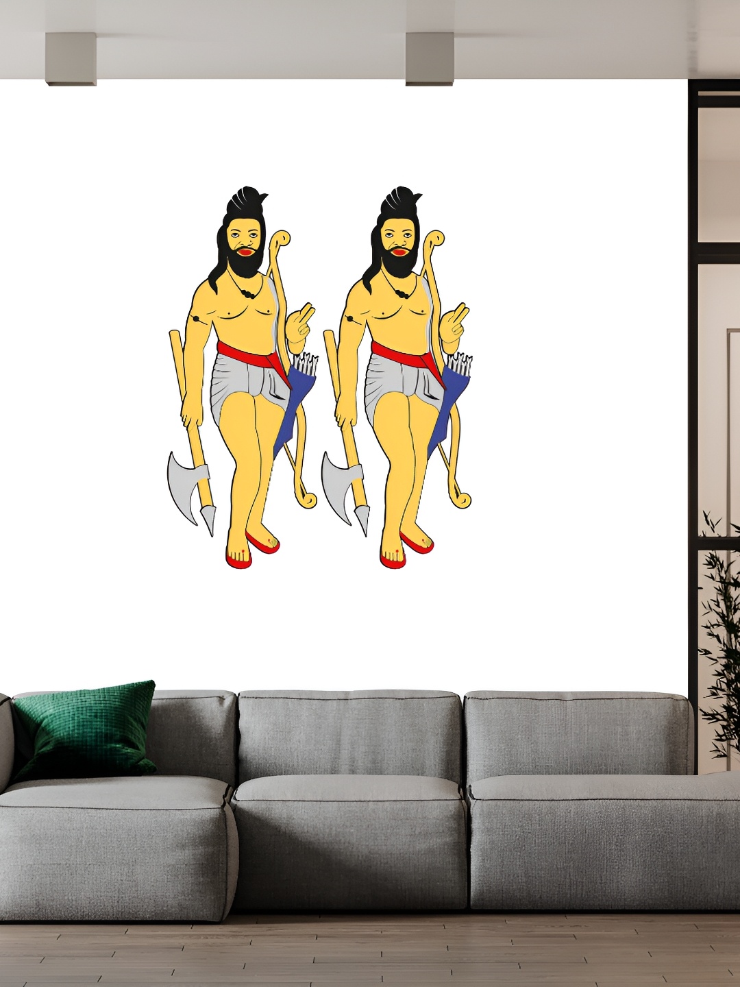 

Wallpics Yellow & Grey Printed Waterproof Wall Sticker