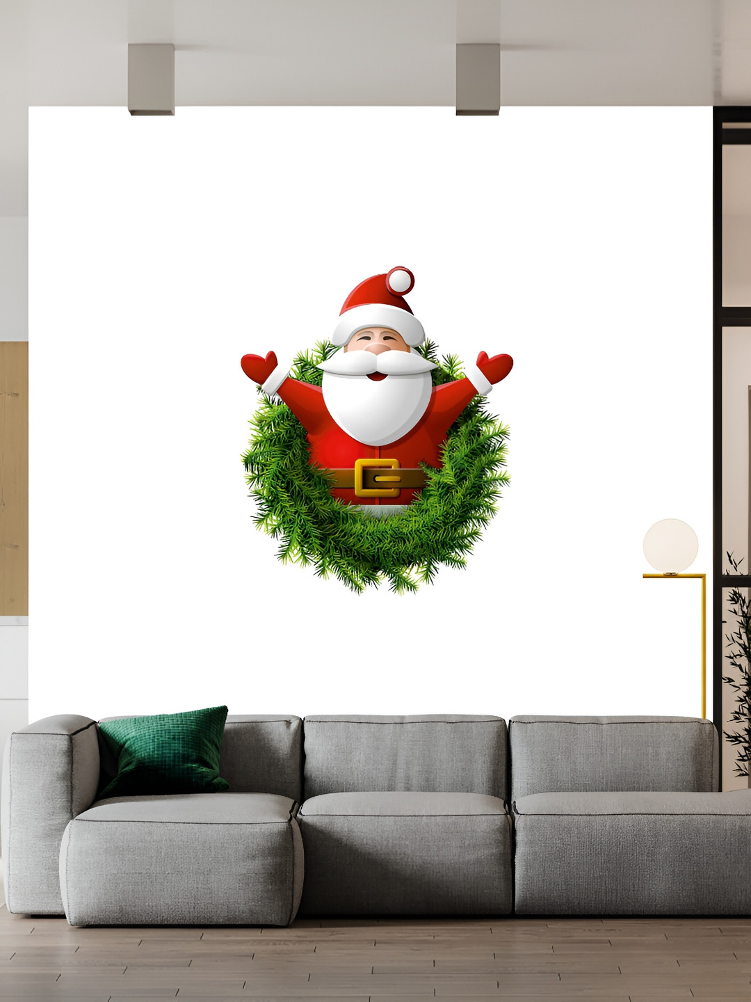 

Wallpics Red & Green Santa Claus Printed Waterproof Wall Sticker