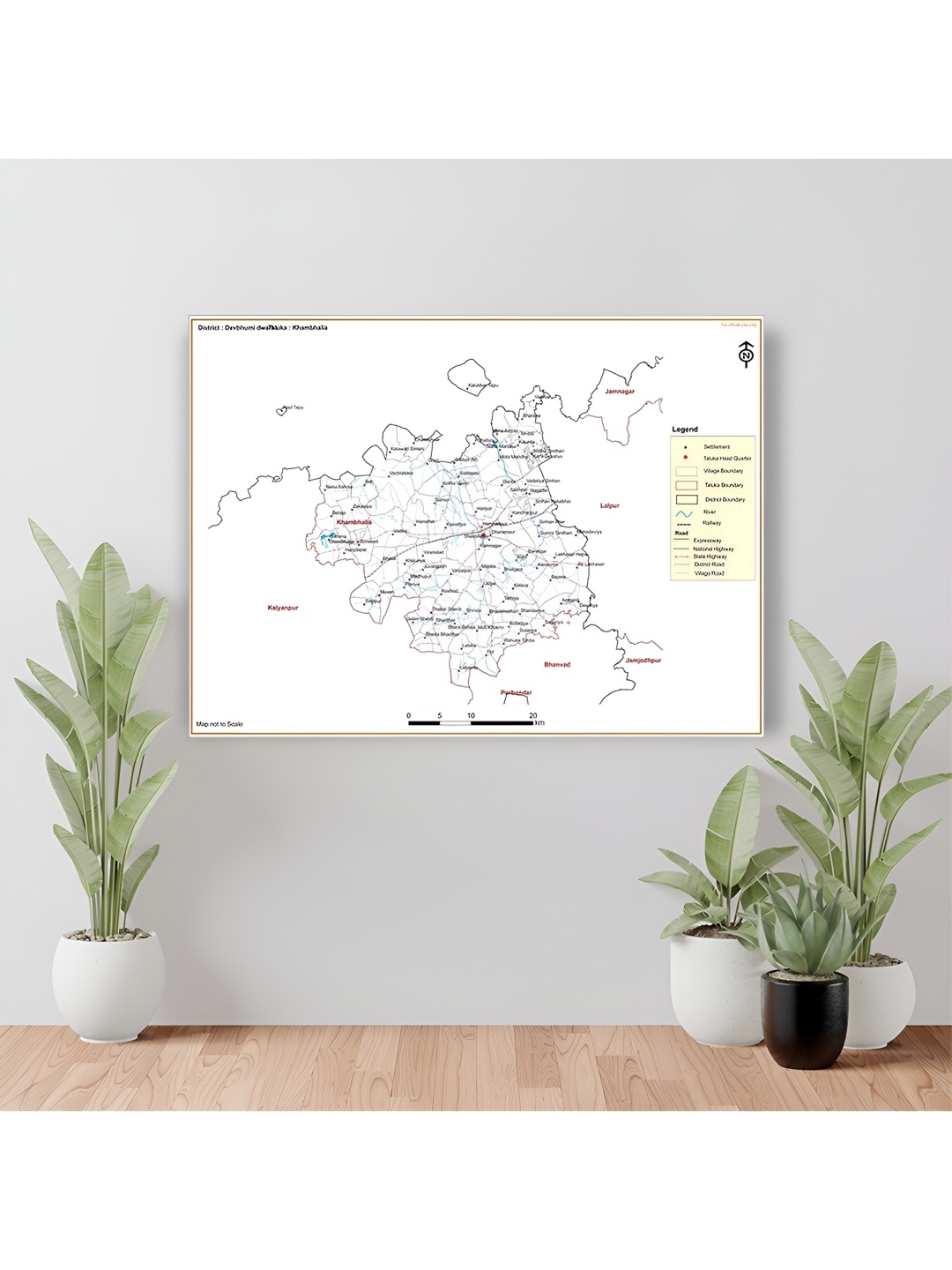 

Wallpics White & Blue Devbhumi Dwarka District Map Printed Waterproof Wall Sticker